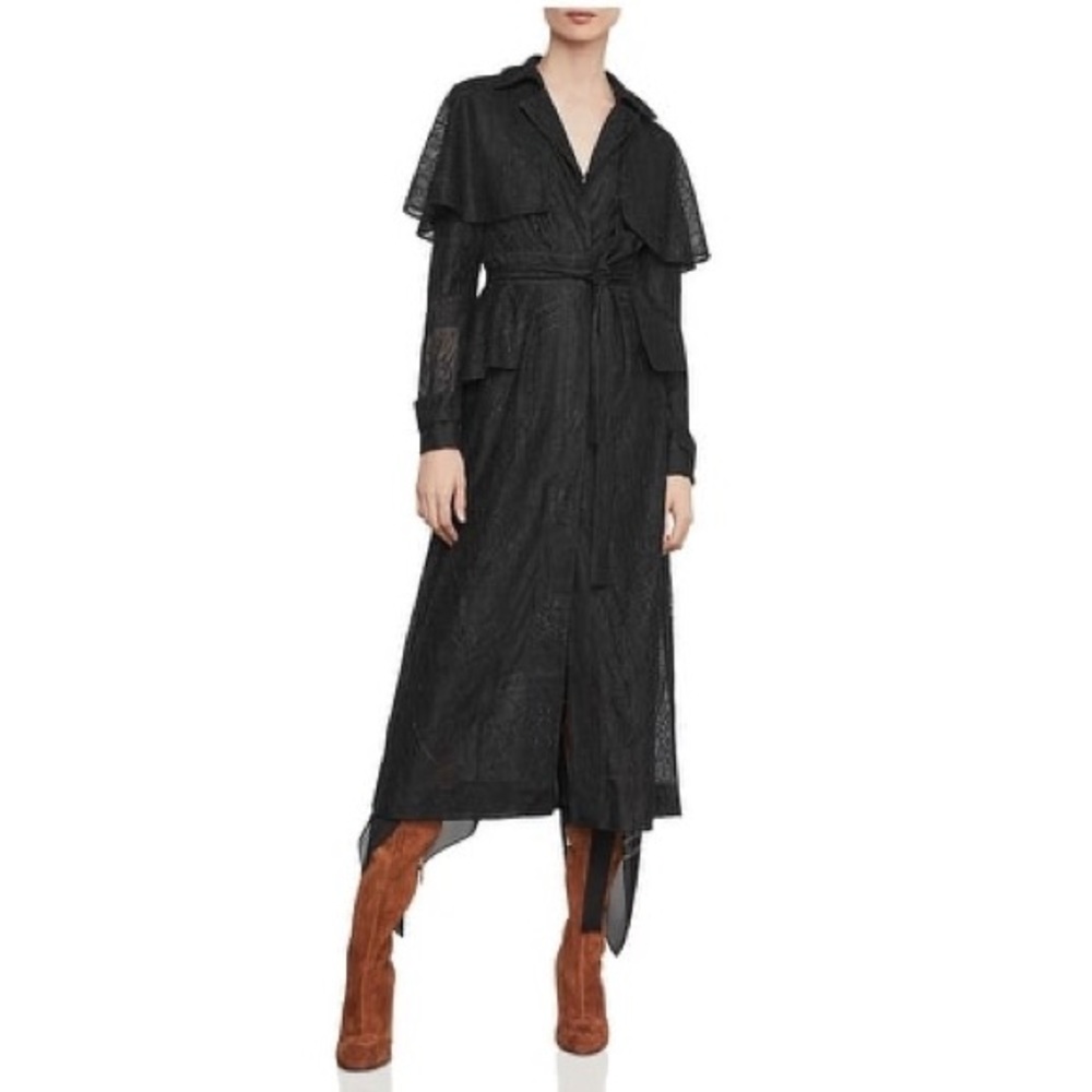 Bcbgmaxazaria lace black trench coat XS NWT